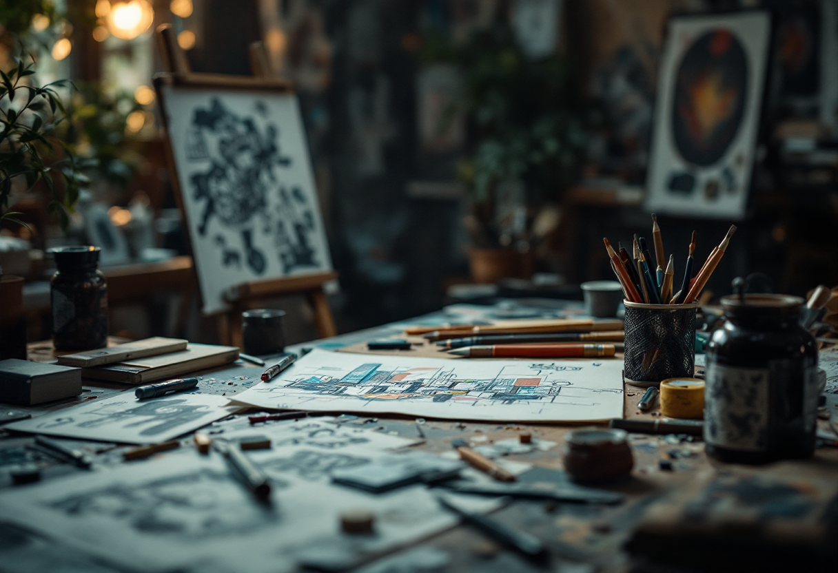 Bambino che dipinge esprimendo emozioni attraverso l'arte