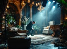 Giacomo Giorgio in un momento di recitazione intensa