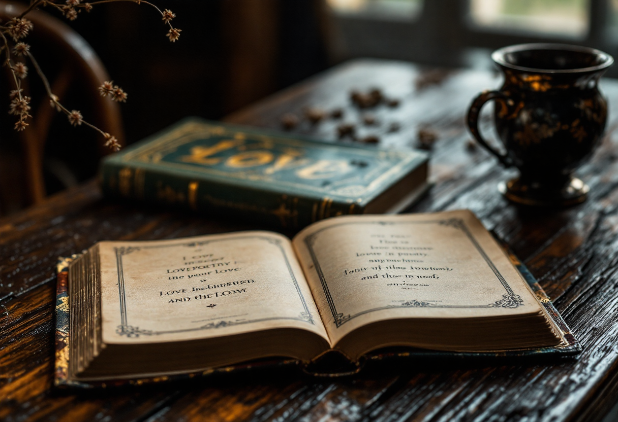 Immagine evocativa di poesie d'amore e versi immortali