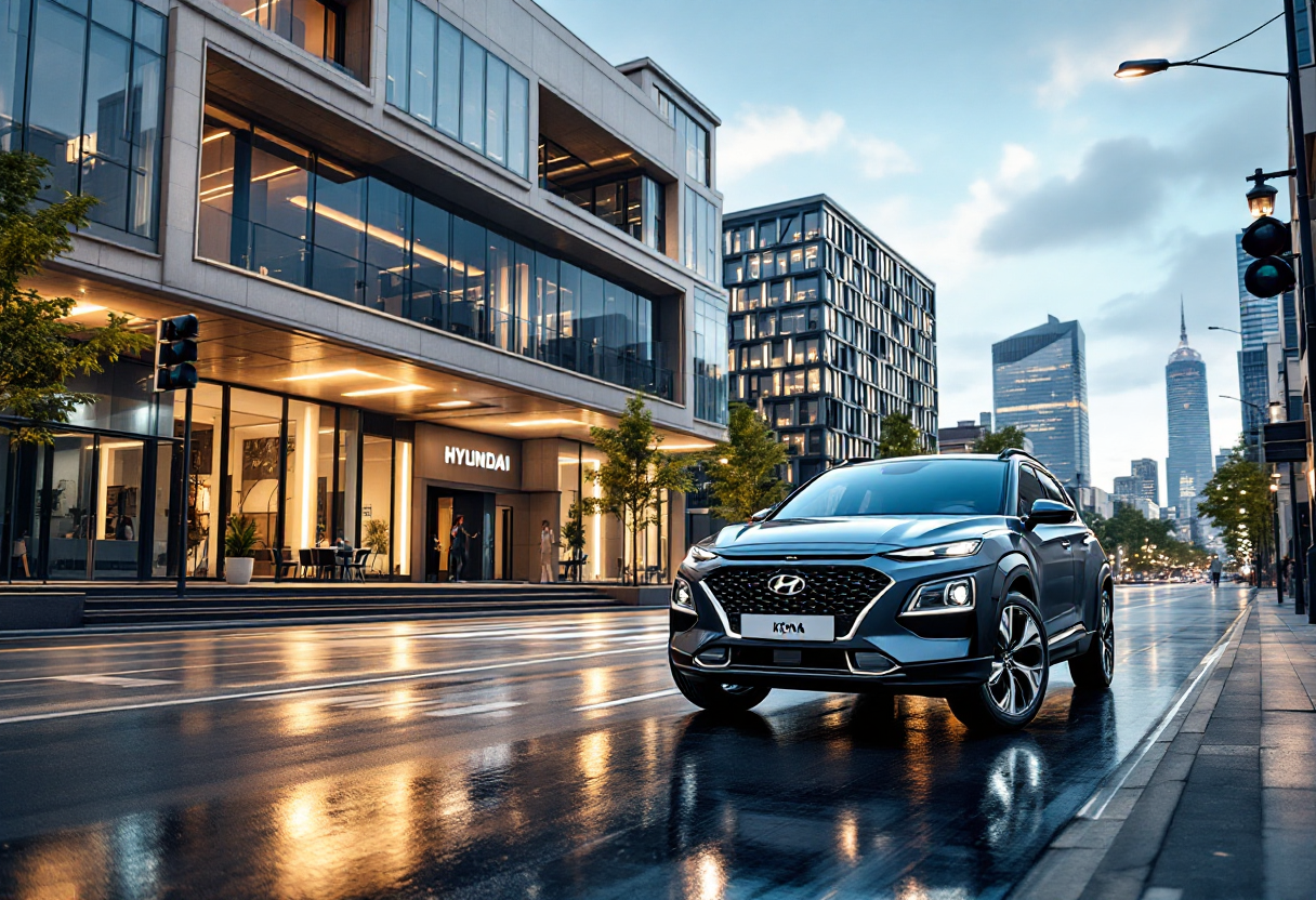 Hyundai Kona in movimento su strada italiana