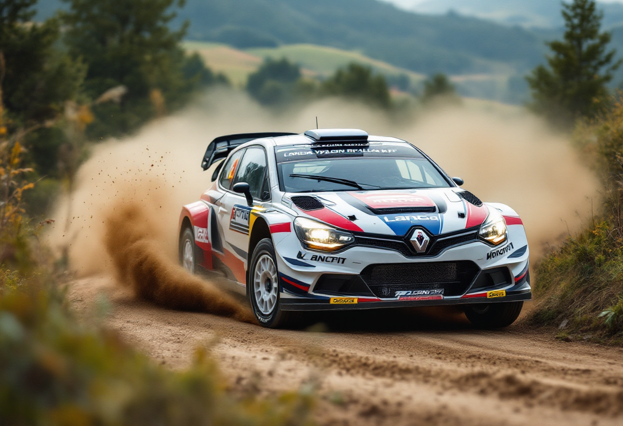 Lancia Ypsilon Rally4 HF in azione durante una gara di rally