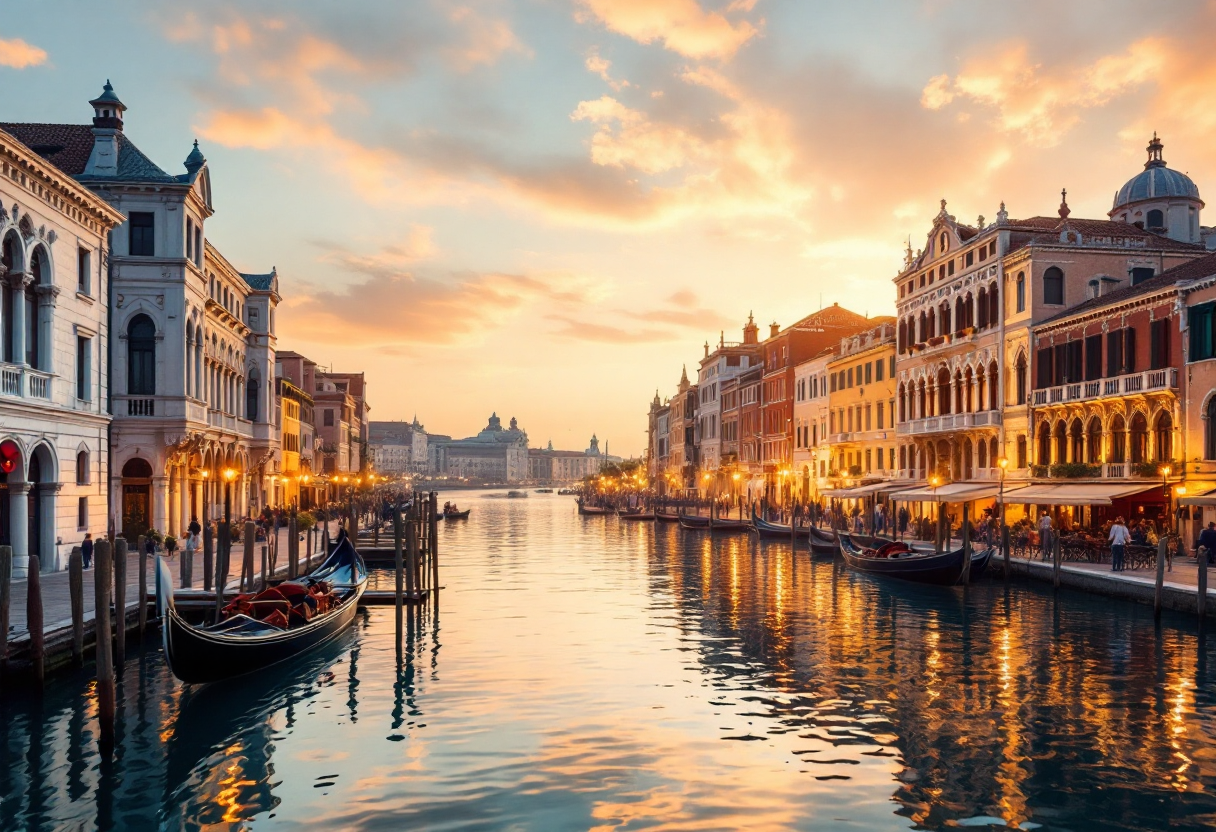 Jeff Bezos e la sua sposa durante il matrimonio a Venezia