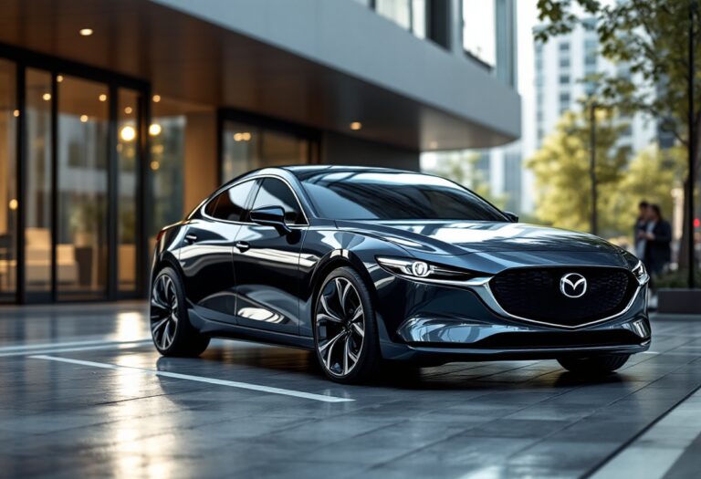Nuova Mazda6e elettrica in movimento su strada