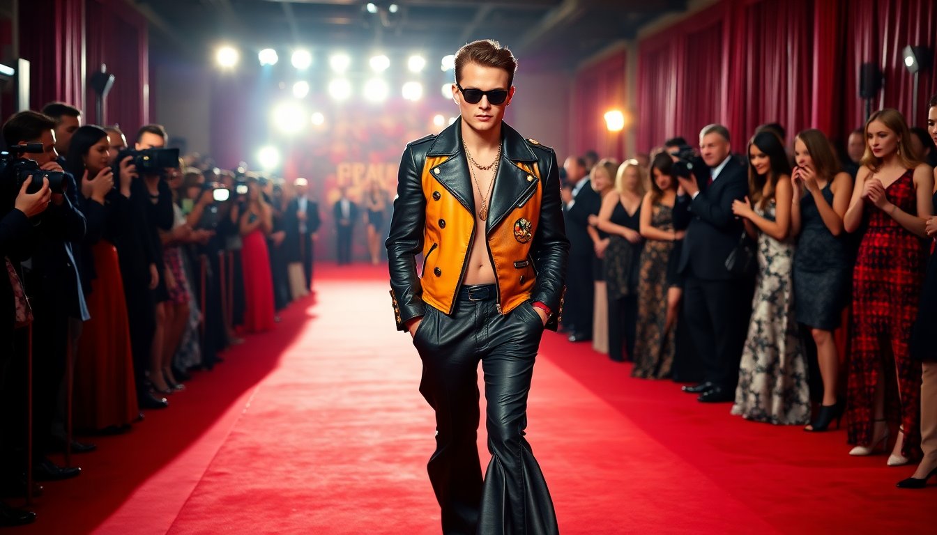 pier pellencin sfila sul red carpet con uno stile audace e provocatorio 1768081841